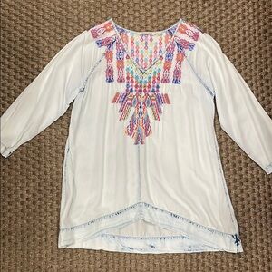 Soft Surroundings Embroidered White Tunic Top